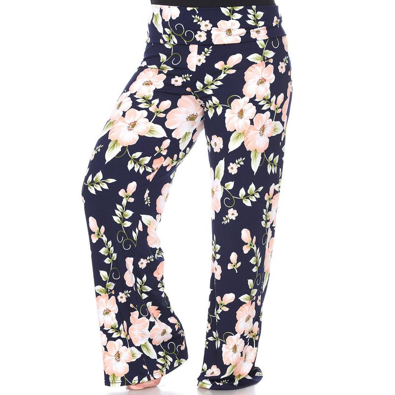 Women's Plus Size Floral Paisley Printed Palazzo Pants - White Mark, 1 of 4