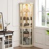 69" H Lighted Corner Curio Cabinet Display Case With Adjustable Shelves, Tempered Glass, Mirrored Back Panel - 3 of 4