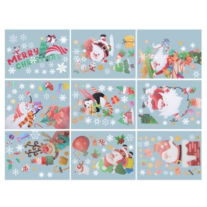 Unique Bargains Christmas Decor for Windows and Home Christmas Window Clings Party Supplies Multicolor 9Pcs - 1 of 4