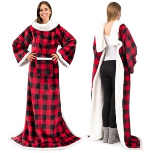 PAVILIA Wearable Blanket with Sleeves for Women Men Adults, Warm Soft Plush Snuggle Pocket Sleeved TV Throw - 1 of 4