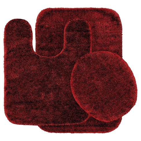 3pc Traditional Washable Nylon Bath Rug Set Red Garland Target