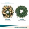 22 Inch Artificial Christmas Wreath with Ball Ornaments, Golden Leaves, Pine Needles and LED Light Winter Wreath with Timer for Door Window Fireplace - 4 of 4