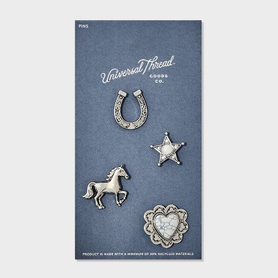 Western Style Pin Set 4pc - Universal Thread™ Silver