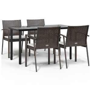 vidaXL Garden Dining Set Brown, Black, Cream White - 1 of 4