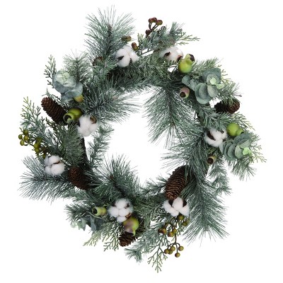 Transpac Pinecone 22 in. Multicolor Christmas Evergreen Wreath