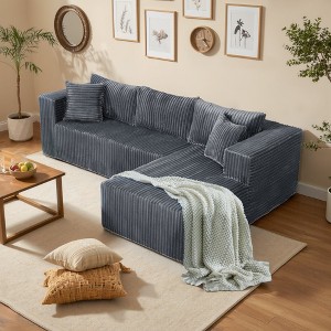 105" L-Shaped Compression Sofa - High-Density All-Foam , Space-Saving Design for Small Spaces, Vacuum-Packed for Easy Move, No Assembly Required - 1 of 4