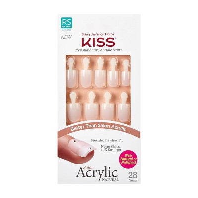 Kiss Nails Salon Acrylic Natural Fake Nails - Brief Encounter - 28ct ...