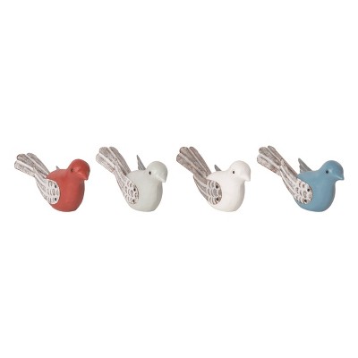 Transpac Resin Rustic Bird Decor Set of 4 Spring Home Decorations