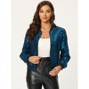 INSPIRE CHIC Women's Party Sequin Sparkle Long Sleeve Cropped Length Zipper Bomber Jacket - 3 of 4