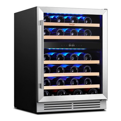 Yeego 24 Inch Wide Dual Zone 46-Bottles Built-In Wine Cooler Refrigerator