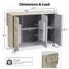 Grungis Kitchen Island Cart with Ash Veneer,Handwoven Kitchen Island on Wheels with Drop Leaf,Island Table with Storage Rack for Kitchen - 2 of 4