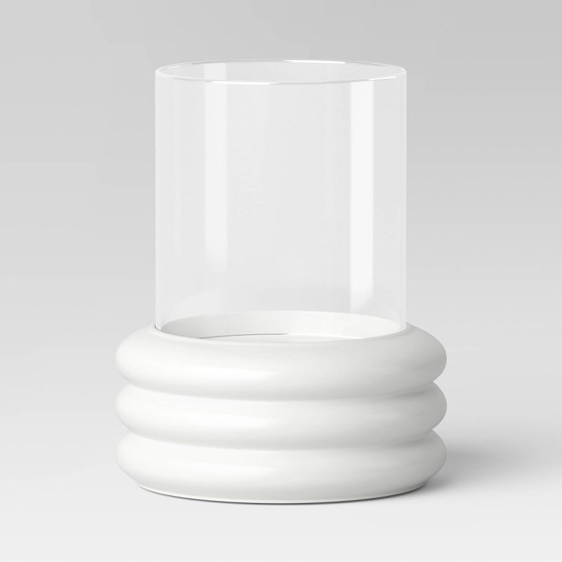 Pillar Concrete/Glass Lantern Candle Holder White - Threshold™, 1 of 7