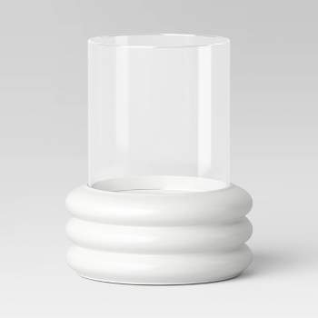 Pillar Concrete/Glass Lantern Candle Holder White - Threshold™