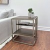 Vynxaria Series 50 in. Gray Brown Rectangular Wood End Table with Metal Frame and Shelves - 3 of 4