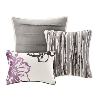 California King Gray Cotton 7-Piece Floral Bedspread Set