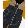 Deux par Deux Boy Baby Printed Mid-Season One-Piece Outerwear with Hat Beige Animals on Black Background - 4 of 4