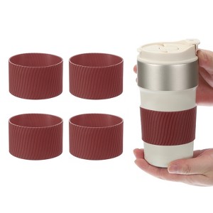 Unique Bargains Silicone Protective Heat Resistant Non Slip Coffee Cup Sleeve 4 Pcs - 1 of 4