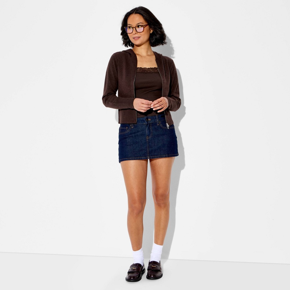 Women's Hooded Zip-Up Cardigan Sweater - Wild Fable™ Brown S