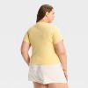 Women's "La Dolce Vita" Pointelle Short Sleeve Graphic Baby T-Shirt - Light Yellow - 2 of 3