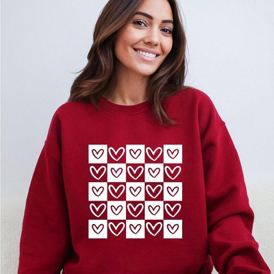 Simply Sage Market Women's Graphic Sweatshirt Heart Checkerboard
