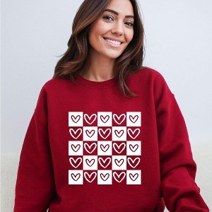 Simply Sage Market Women's Graphic Sweatshirt Heart Checkerboard - 1 of 4