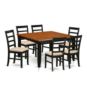 HomeStock 7-Piece Square Black & Cherry Finish Solid Wood Top Dining Table with 6-Chairs - 1 of 4