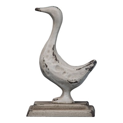 White Cast Iron Goose Figurine - Foreside Home & Garden