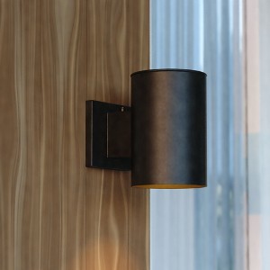 VAXCEL Chiasso Aluminum Cylinder 1 Light Dusk to Dawn Black Outdoor Wall Lantern Dark Sky Compliant - 1 of 4