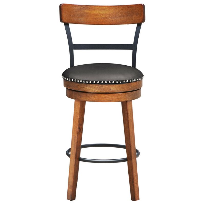 Costway 25.5'' BarStool Swivel Counter Height kitchen Dining Bar Chair w/Rubber Wood Legs, 4 of 10