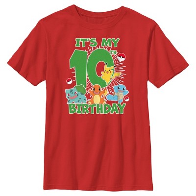 Boy's Pokemon It's My 10th Birthday Starters T-shirt - Red - Small : Target
