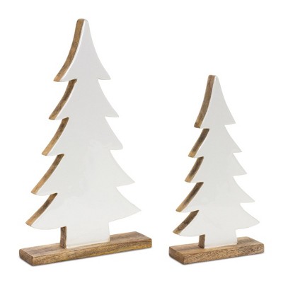 Melrose Pine Tree With Wood Base (set Of 2) : Target