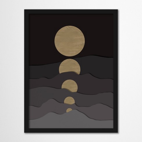 Americanflat Abstract Wall Art Room Decor - Moon Phases Black