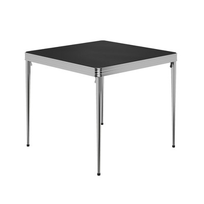 COSCO Stylaire 32" Square Vinyl Top Folding Table, Silver & Black