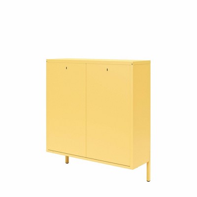 Yellow Metal 2-Door Locker Style Shoe Storage Cabinet
