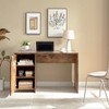 HDZNVF Home Office Desk Distressed Wood One Cabinet Three Shelves Faux Barn Door on Metal Euro Hinges Modesty Panel - 3 of 4