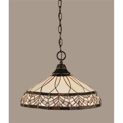 Toltec Lighting Any 1 - Light Pendant in  Matte Black with 16" Royal Merlot Art Glass Shade