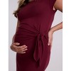 Women's Crew Neck Short Sleeve Side Tie Maternity Midi Dress | Motherhood Maternity - 4 of 4