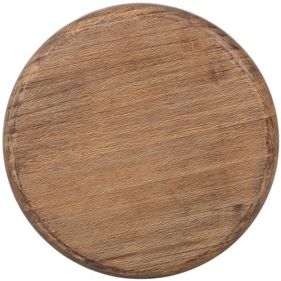 Ivory Acacia and Concrete Transitional Round Accent Table