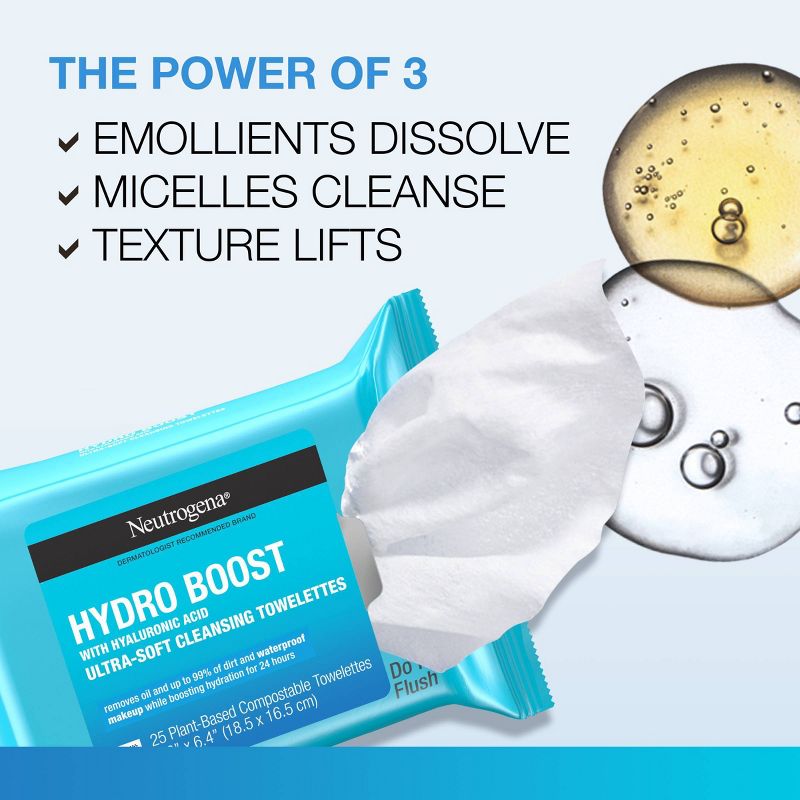 Neutrogena Hydro Boost Face Cleansing Makeup Wipes with Hyaluronic Acid - 25ct, 4 of 10