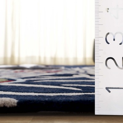 Blue and Ivory Hand-Tufted Wool Area Rug, 7'6" x 9'6"