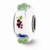 Black Bow Jewelry Fenton Hand Painted Snails & Grapes Glass & Sterling Silver Bead Charm - 2 of 4