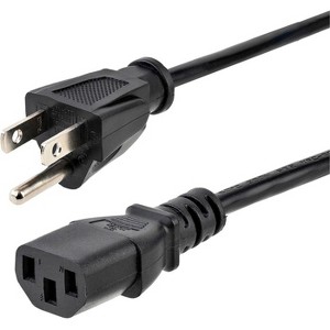 StarTech.com 3ft (1m) Computer Power Cord, NEMA 5-15P to C13, 10A 125V, 18AWG, Black Replacement AC PC Power Cord, TV/Monitor Power Cable - 1 of 2