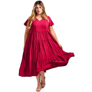 Avenue Women's Plus Size Lani Tiered Dress - 1 of 4
