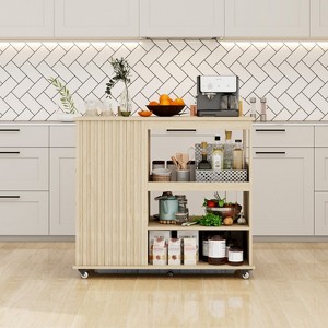 VYNXARIA Kitchen Island Cart: Stylish Rolling Utility Trolley with Storage & Wine Rack - 1 of 4