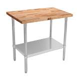John Boos High-Quality Maple Wood Top Work Table with Adjustable Lower Shelf, 36 x 24 x 1.5 Inch, Galvanized Steel