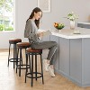 360° Swivel Bar Stool Set of 2/4, PU Leather Upholstered Counter Height Bar Stool with Metal Footrests, Mid Century Modern Barstool - 4 of 4