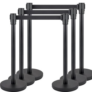 Crowd Control Stanchions with Retractable Belt, 36" Queue Posts & 6.5ft Belt - Heavy Duty Weighted Bases - 1 of 4