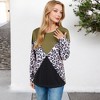 Anna-Kaci Women's Ribbed Knit Top with Leopard Print Contrast and V-Cut Design - 4 of 4
