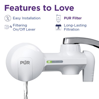 PUR Horizontal White Faucet Mount Water Filtration System