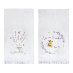 Transpac Cotton Lavender Whipstich Edge Tea Towel Set 2 Everyday Home Decorations - 1 of 1